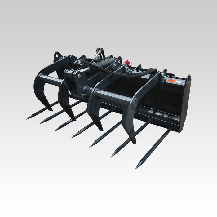 Sibom Skid Steer 60" Heavy Duty Grapple Bucket, Universal Mount, High Capacity, high-strength&abrasive-resistant Abro tines