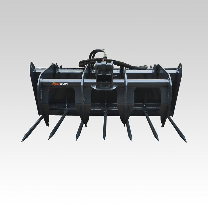 Sibom Skid Steer 60" Heavy Duty Grapple Bucket, Universal Mount, High Capacity, high-strength&abrasive-resistant Abro tines