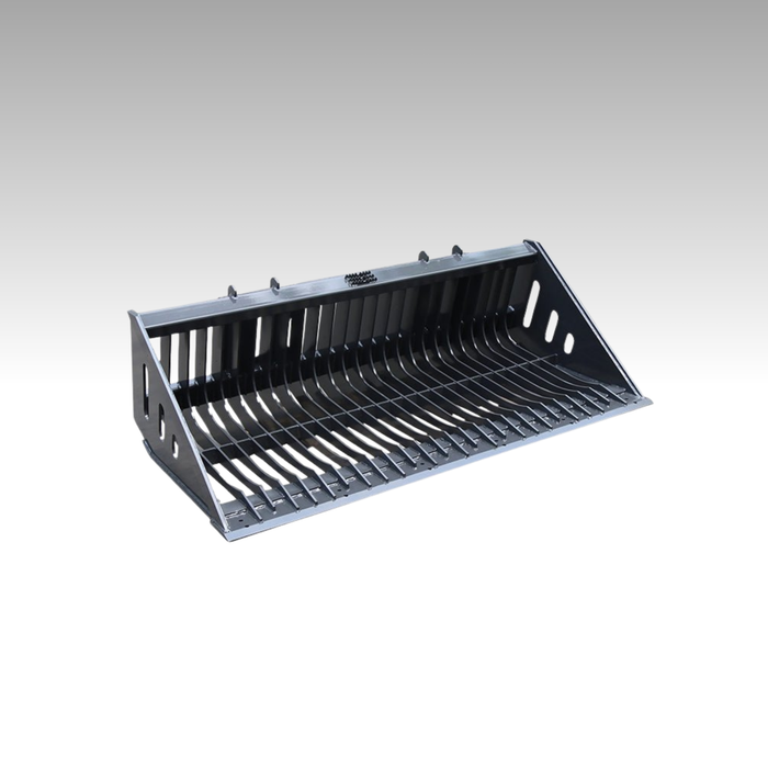 Sibom Skid Steer Skeleton Rock Bucket, 2.36" Tine Spacing, reinforced tines