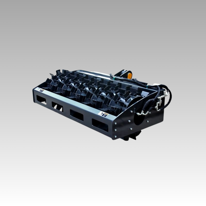 SIBOM Skid Steer Vibratory Ice Breaker Attachment, Two-Damping Roller Design, Sharp Cross-Pattern Blades, Environmentally Friendly De-Icing Solution